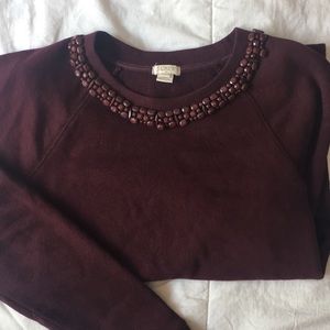 Maroon J Crew embellished sweater